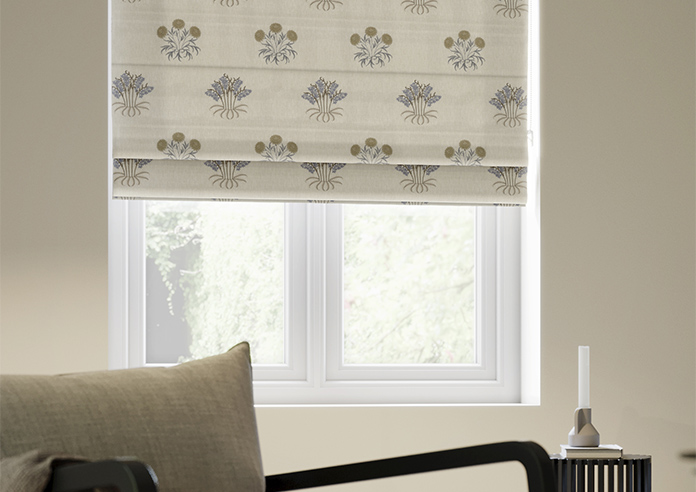 William Morris Lily Flower Embroidery, Woad - Roman Blind - Image 5